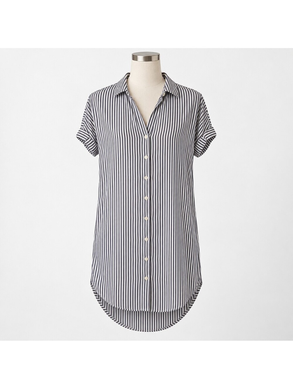 Madewell black and white striped button-updress